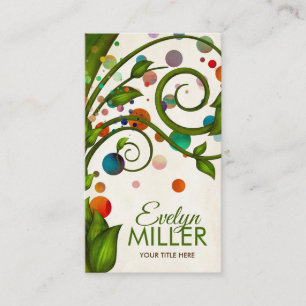 Carte De Visite Abstract Watercolor swirl branch
