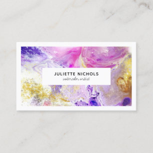 Carte De Visite Abstrait aquarelle artsy rose violet artiste or