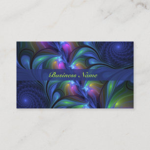 Carte De Visite Abstrait Bleu Rose Vert Lumineux Coloré Fractal