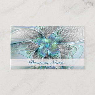 Carte De Visite Abstrait Bleu Vert Papillon Imaginaire Fractal Art