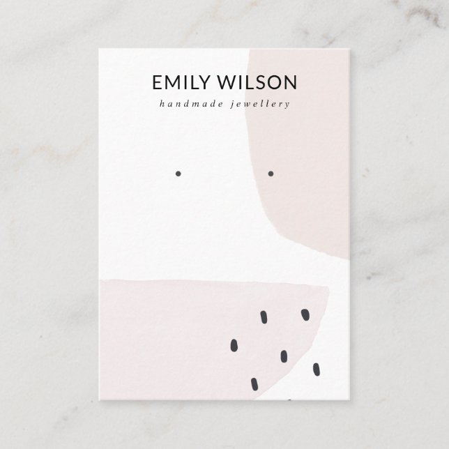 CARTE DE VISITE ABSTRAIT BLUSH DUSKY PINK STUD EARRING AFFICHAGE (Devant)