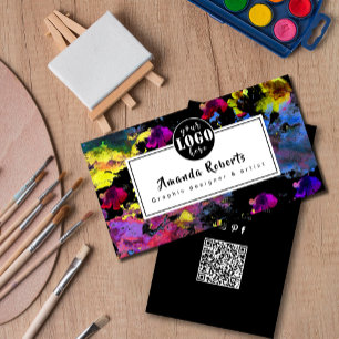 carte de visite Abstrait de fleurs d'aquarelle