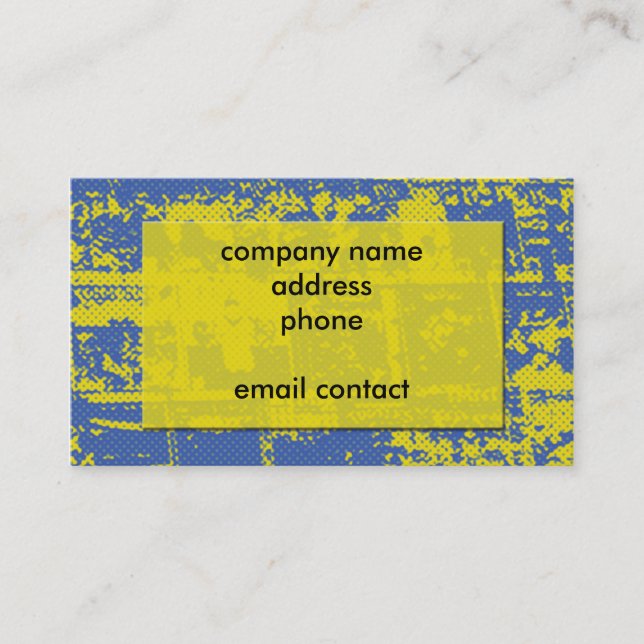 carte de visite abstrait de grunge bleu et jaune (Devant)