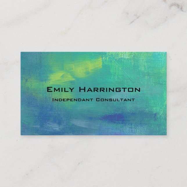 Carte De Visite Abstrait gai dans Aqua Greens and Blues (Devant)