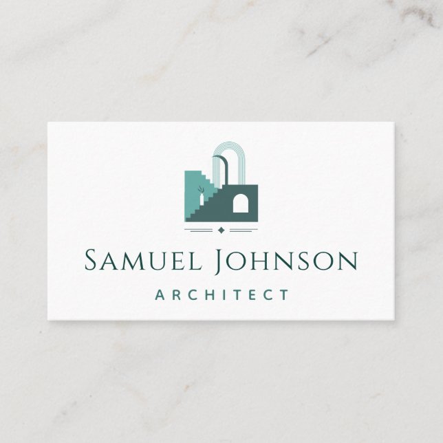 Carte De Visite Abstrait Green House Building Logo Architect Cool (Devant)