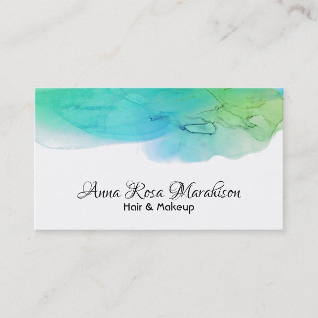 Carte De Visite *~* Abstrait Moderne Aquarelle simple Aqua Blue (Devant)