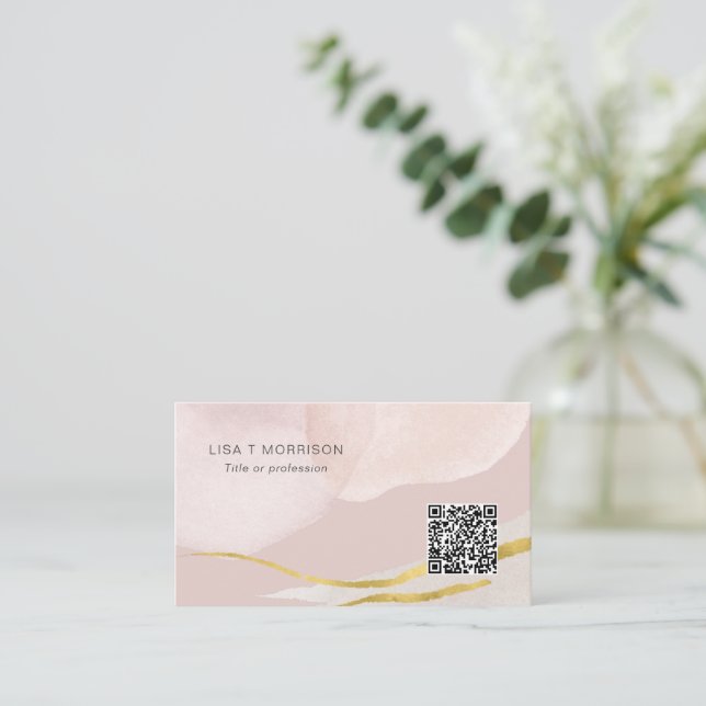 Carte de visite abstrait moderne avec code et logo (Debout devant)