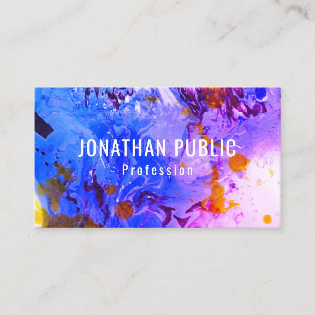 Carte De Visite Abstrait moderne Elégant Modèle Bleu pourpre (Devant)
