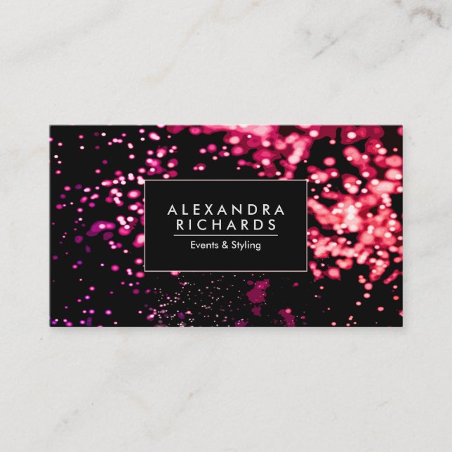 Carte De Visite Abstrait noir et rose (Devant)