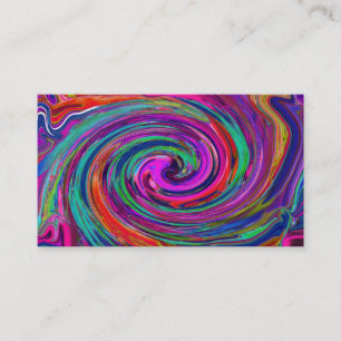 Carte De Visite Abstrait Rétro Groovy Magenta Foncé Tourbillon Arc