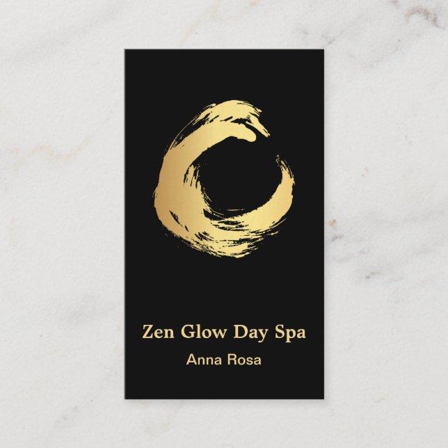 Carte De Visite *~* Abstraite médaille de Reiki en brosse d'or Zen (Devant)