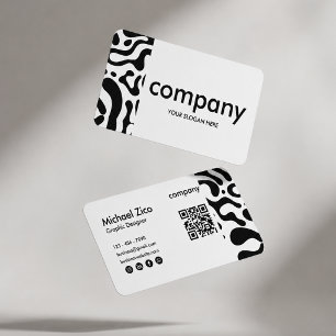 Carte de visite abstraite minimaliste noir et blan