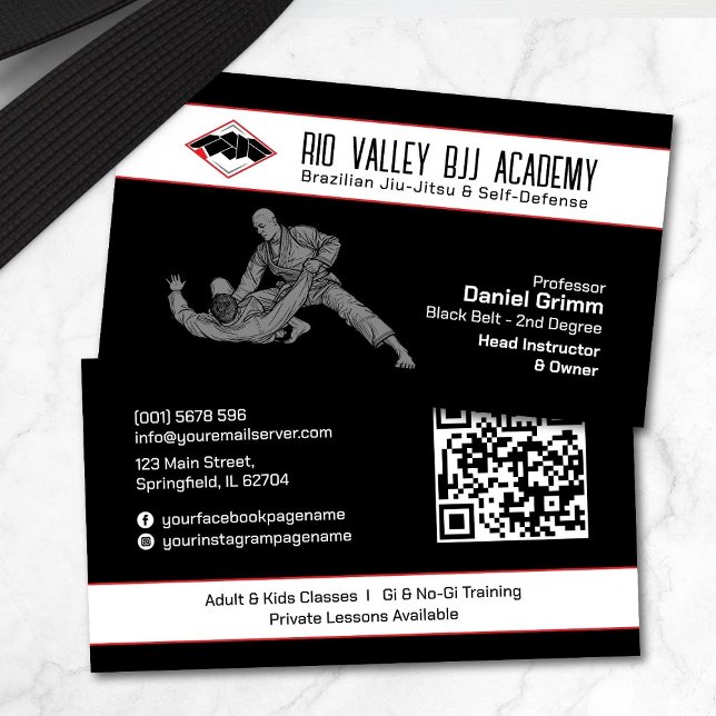 Carte De Visite Académie et instructeur brésilien Jiu-Jitsu (Créateur téléchargé)