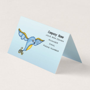 Carte De Visite Accents jaunes de bleuet blanc en bleu de vol