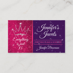 Carte De Visite Accessoires de bijouterie rose violet scintillant
