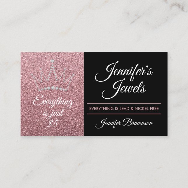 Carte De Visite Accessoires pour bijoux en or Rose Sparkle (Devant)