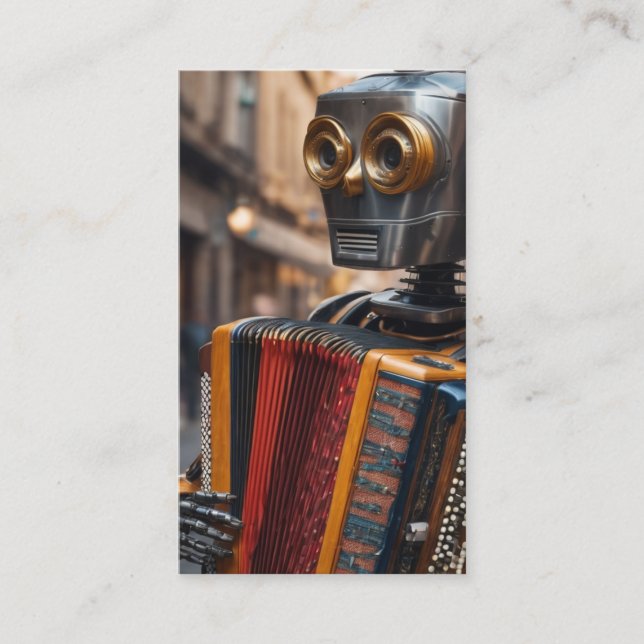 Carte De Visite accordéon jouant robot (Devant)