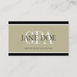 Carte De Visite Accountant/CPA Tan/frontières blanches/noires