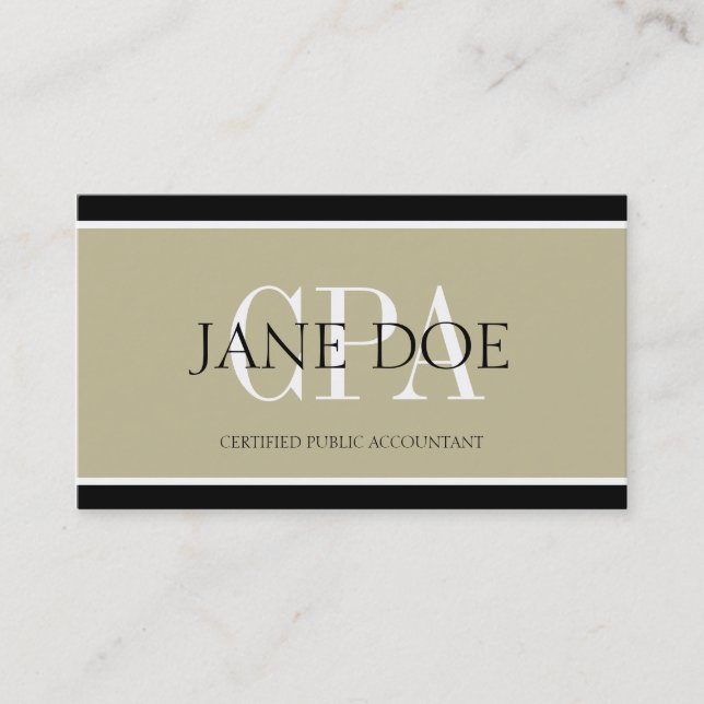 Carte De Visite Accountant/CPA Tan/frontières blanches/noires (Devant)