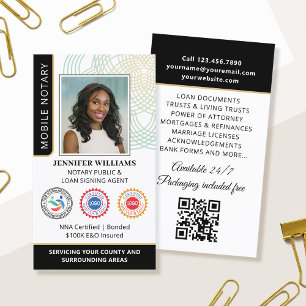 Carte De Visite Accréditation Notaire Photo publique QR Code noir