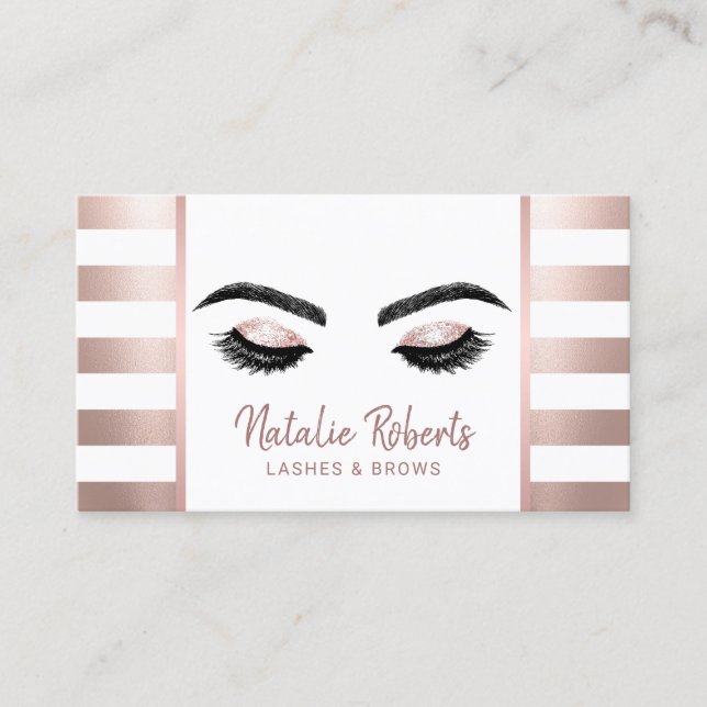 Carte De Visite Accroche de maquillage Eyelash Artiste Rose Gold S (Devant)