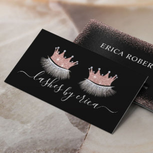 Carte De Visite Accroche-maquillage Rose Gold Crown Salon Eyelash
