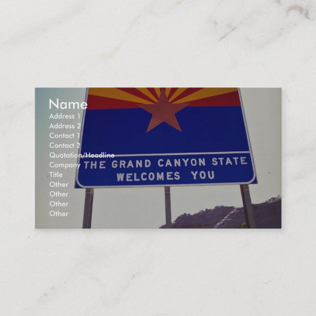 Carte De Visite Accueil au signe de l'Arizona chez Lupton, désert (Devant)