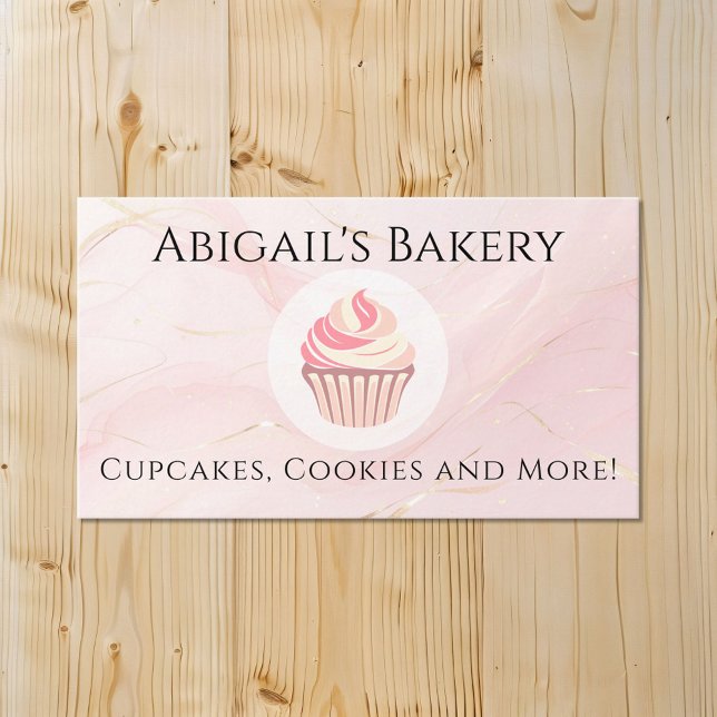 Carte De Visite Accueil Boulangerie Cupcake Pink Frosting Baking (Créateur téléchargé)
