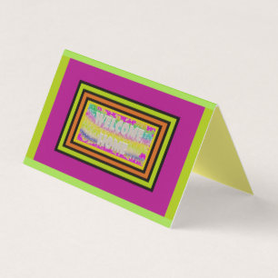 Carte De Visite accueil design pourpre vert rouge bordé
