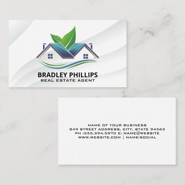 Carte De Visite Accueil Eco | Logo des biens immobiliers (Devant / Derrière)