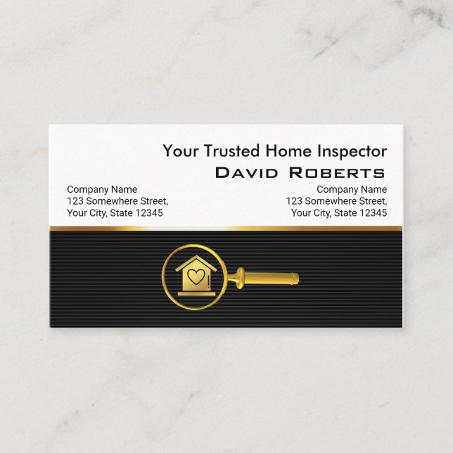 Carte De Visite Accueil Inspection Moderne Black Gold Immobilier Q (Devant)