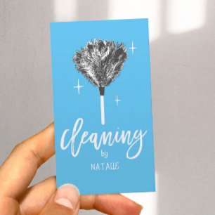 Carte De Visite Accueil Nettoyage en bleu clair Entretien Service 