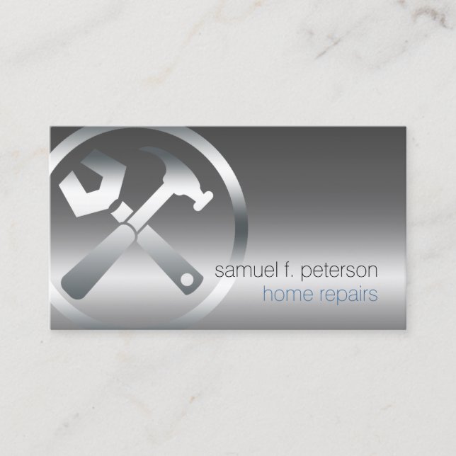 Carte De Visite Accueil Réparations Bold Chrome outil de réparatio (Devant)