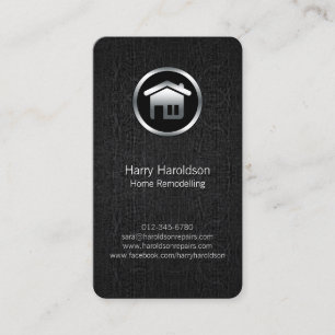 Carte De Visite Accueil Retrait de l'icône Maison en argent Noir