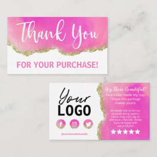 Carte De Visite Achat de Merci blanc de l'agent rose Parties scint
