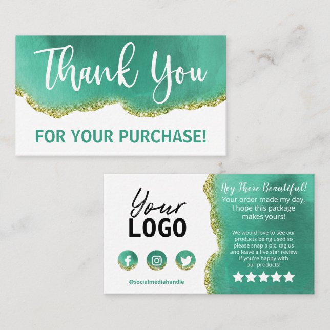 Carte De Visite Achat de Merci d'agrégation Turquoise Gold de text (Devant / Derrière)