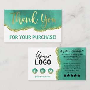 Carte De Visite Achat Turquoise de Merci d'évaluation de l'or blan