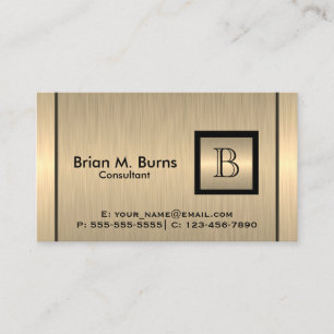 Carte De Visite Acier de brosse d'or avec monogramme
