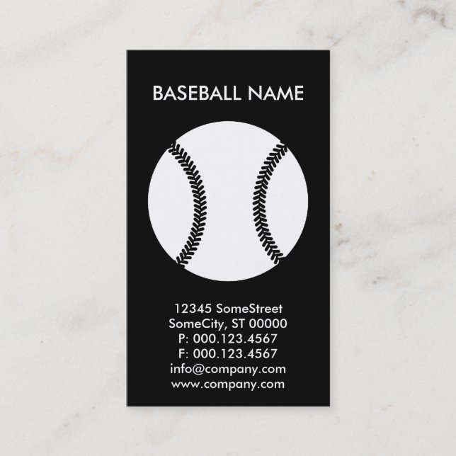 Carte De Visite activité de base-ball sur mesure (Devant)