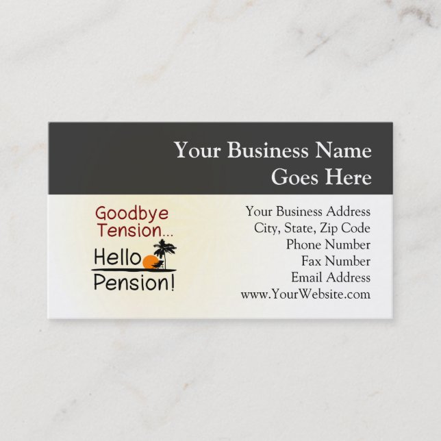Carte De Visite Adieu Tension, bonjour la retraite de la pension F (Devant)