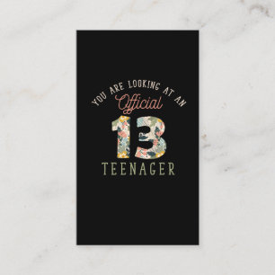 Carte De Visite Adolescent officiel 13e anniversaire 13 ans fille