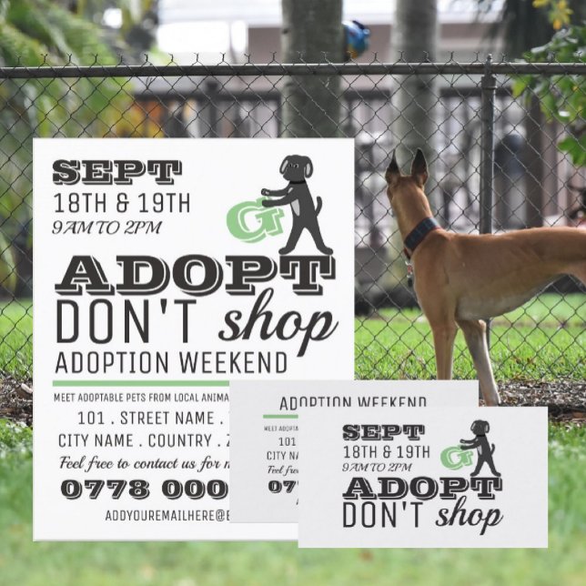 Carte De Visite Adopt Don't Shop, Pet Adoption Evénement Publicité (Créateur téléchargé)