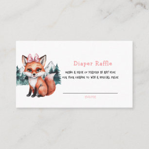 Carte De Visite Adorable Baby Fox Watercolor Girl Diaper Raffle