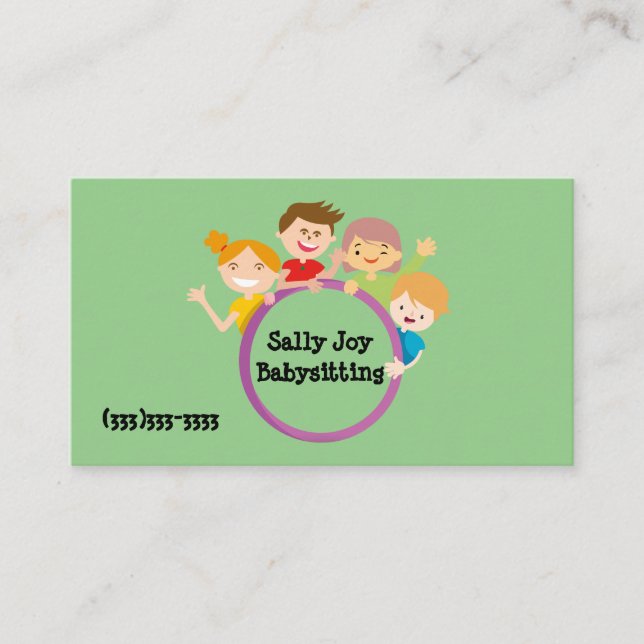 Carte De Visite Adorable Conception de Babysitting par des enfants (Devant)