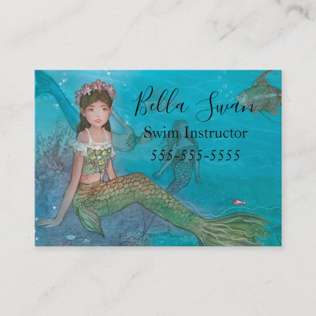 Carte De Visite Adorable maître nageur de sirènes (Devant)