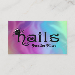 Carte De Visite Adorable mignon chat noir logo fun ongles