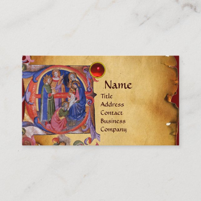 CARTE DE VISITE ADORATION DU PARCHEMENT MAGI NATIVITÉ NOËL (Devant)
