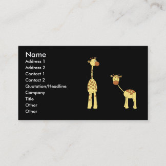 Carte De Visite Adulte et girafe de bébé. Bande dessinée