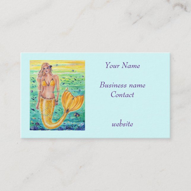 Carte De Visite Aelia Yellow mermaid art Par Renee L. Lavoie (Devant)
