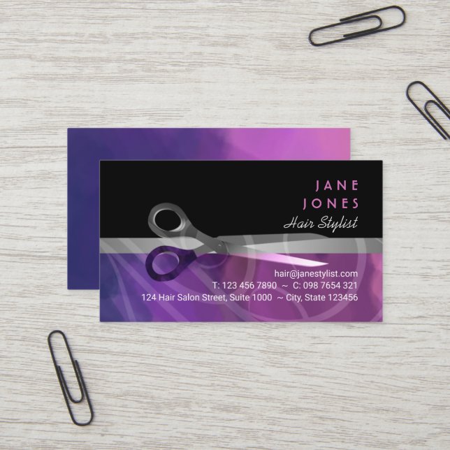 Carte De Visite Affaires à la mode de coiffeurs (Devant/Arrière en situation)